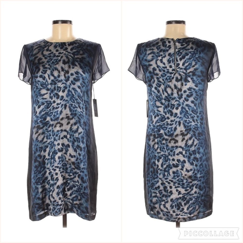 Vince Camuto Blue Animal Print Cheetah Leopard Dress 6
